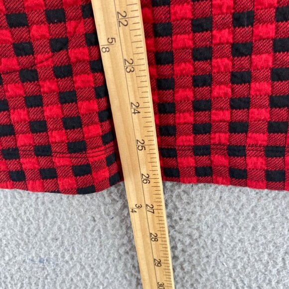 Multiples Jacket Womens Medium Red Buffalo Plaid 3/4 Bell Sleeve Pocket Collar - Picture 9 of 10